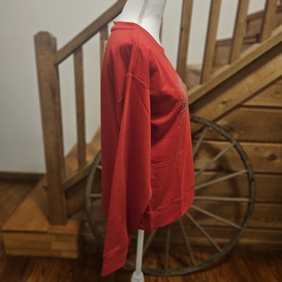 Michael Kors Red Sweatshirt With Rhinestones, Great For The Holidays - Picture 4 of 9